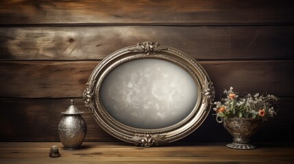table silver oval frame