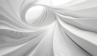 An elegant, flowing white fabric creates a dynamic abstract design with its soft curves and folds, evoking a sense of movement and fluidity