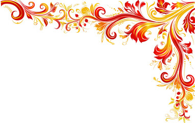 Red and Yellow Decorative Border isolated on Transparent background.