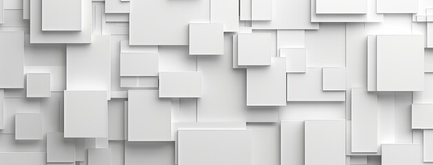 A meticulously arranged three-dimensional pattern of white blocks creating an architectural modern backdrop