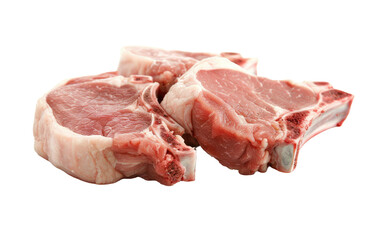 Uncooked Pork Slices isolated on Transparent background.