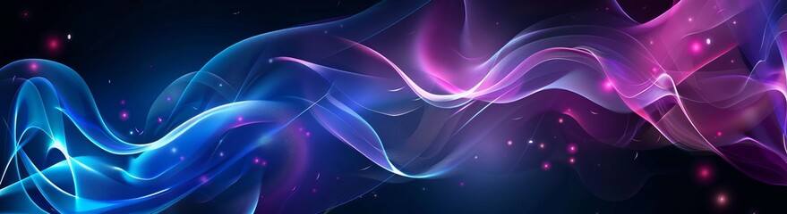 Ethereal abstract wave design with twinkling lights and purple to blue gradient evoking feelings of wonder