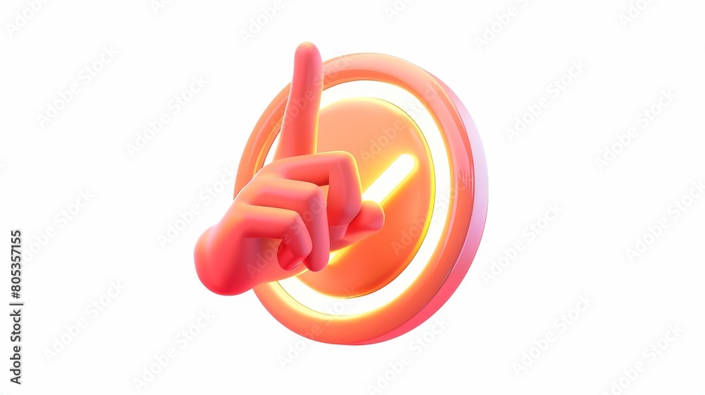 Poster a hand click icon, a computer cursor with fingers pressing buttons and a fingerprint scanning gestur
