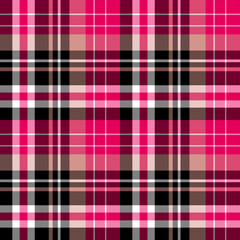 Seamless pattern in fantastic bright pink, black and white colors for plaid, fabric, textile, clothes, tablecloth and other things. Vector image.