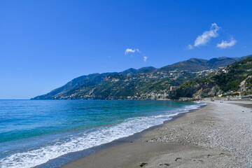 View of the coast in Campania, Italy.	