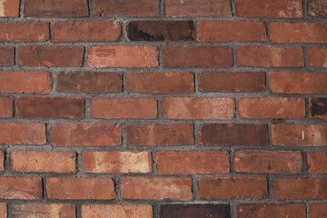Red brick wall photograph. Brick pattern. Horizontal photograph.