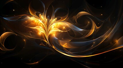 Radiant Golden Swirls in an Abstract Cosmic Background