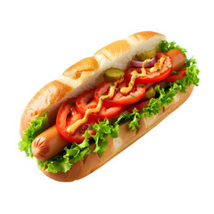 hot dog with ketchup isolated on transparent background