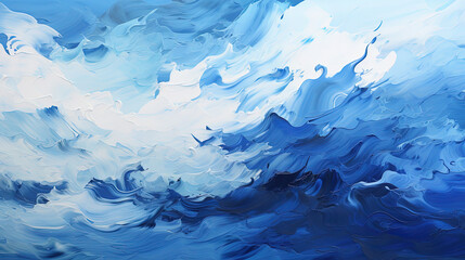 Beautiful Art of White and Blue Brush Stroke Artistic Curvy Acrylic Paint on Background
