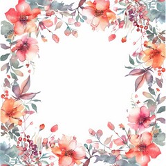 Fototapeta premium A creative watercolor template of a floral wedding card captures the essence of romantic celebrations with delicate floral illustrations