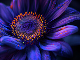 Gros Plan d'une Fleur sous Lumière Ultraviolette