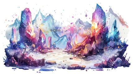 A journey to the center of the earth is creatively depicted in a Kawaii creative futuristic charismatic watercolor painting