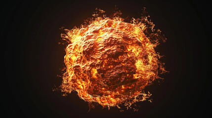 An intense fireball suspended in isolation against a black backdrop, its outer layers radiating waves of heat that distort the air around them