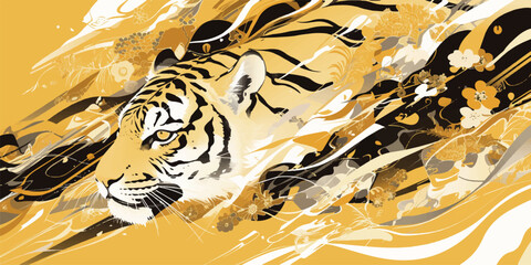 おしゃれな和風の虎　年賀素材