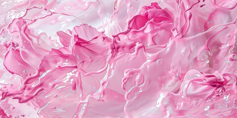 This image showcases a stunning fluid art design with gentle waves and floral elements in soft pink hues, reflecting a feminine touch