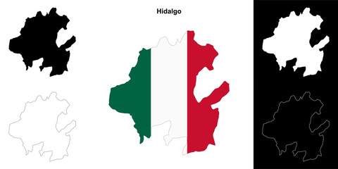 Hidalgo state outline map set