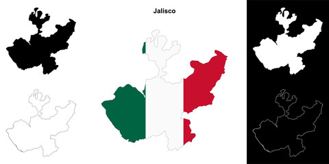 Jalisco state outline map set