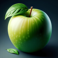 Green apple isolated on black background