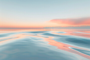 Obraz premium A calming visual of pale orange and sky blue waves merging, their slow and graceful dance suggesting the quiet flow of a morning sky reflecting on still water.