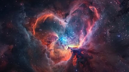 large heart-shaped nebula in space with real colors in high resolution and high quality. space concept