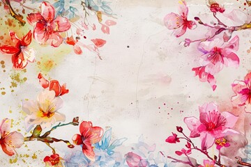 Dive into the Chinese New Year with a creative watercolor template filled with vibrant flowers and traditional motifs
