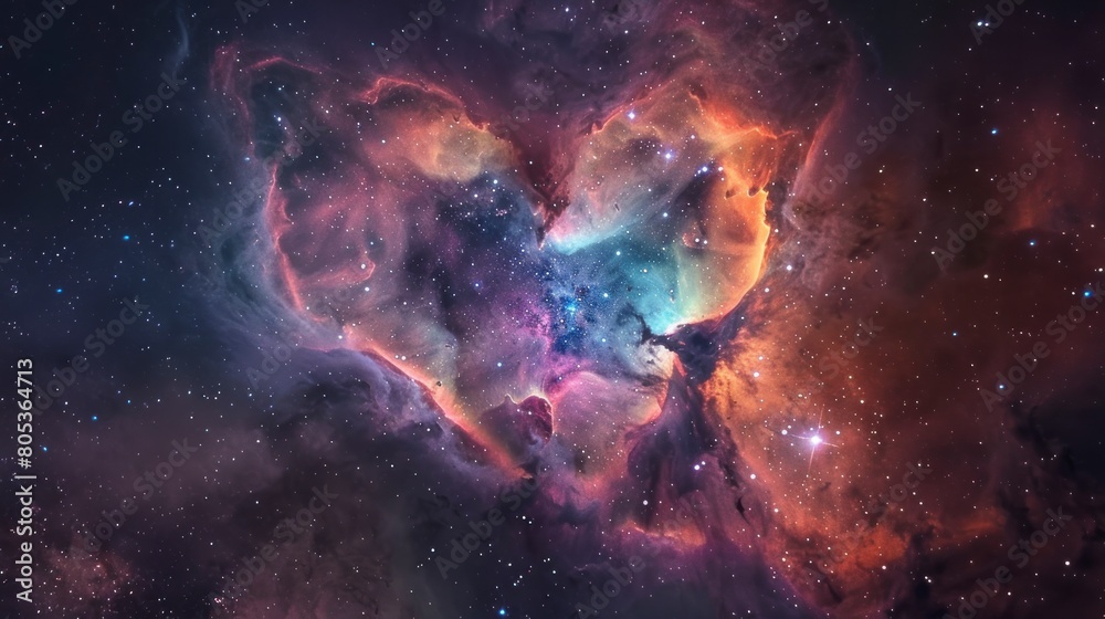 Wall mural large heart-shaped nebula in space with real colors in high resolution and quality
