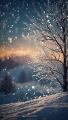Magical Christmas Illustration, Captivating Winter Landscape Scene Ideal for a Holiday Banner or Wallpaper.