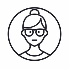 Fototapeta premium Psychologist icon UI design black round frame flat linear vector icon whte background