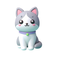 3d illustration of kawaii cat