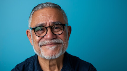 Obraz premium A man with glasses and a beard is smiling