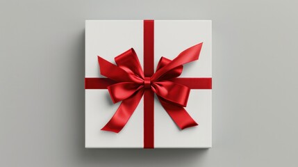 White gift with red ribbon