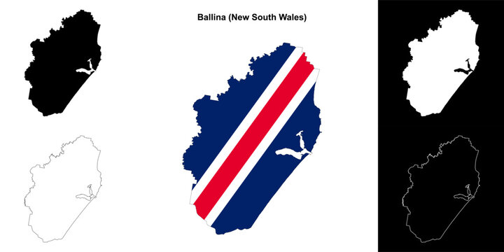 Ballina (New South Wales) outline map set