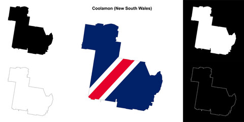 Fototapeta premium Coolamon (New South Wales) outline map set