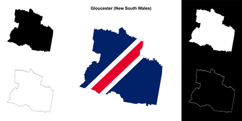 Fototapeta premium Gloucester (New South Wales) outline map set