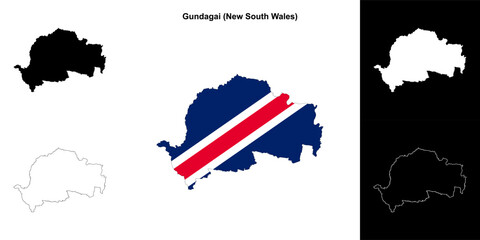 Fototapeta premium Gundagai (New South Wales) outline map set