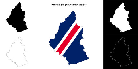 Ku-ring-gai (New South Wales) outline map set