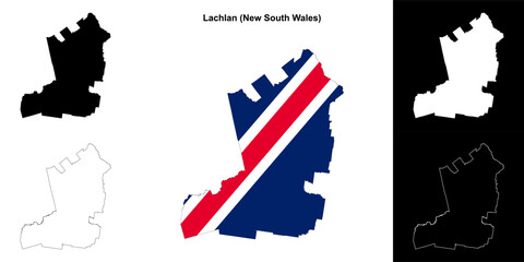 Fototapeta premium Lachlan (New South Wales) outline map set