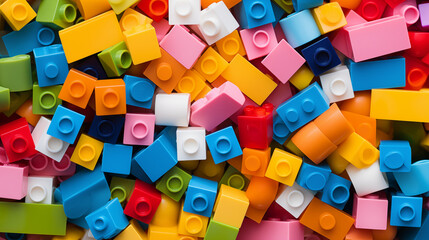 Pile of Colorful Scattered Building Blocks