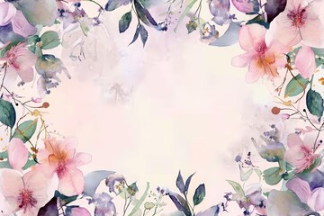 The wedding concept is beautifully encapsulated by a frame of flowers in watercolor