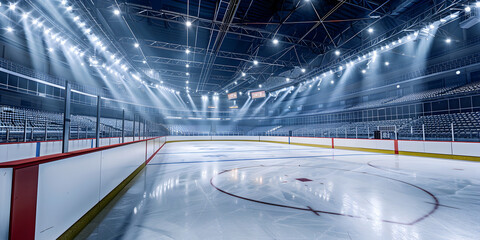 An Empty Ice Rink Gleaming Amid Dazzling Lights