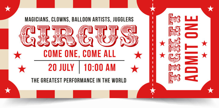 Circus Ticket Design Template. Vector Circus Luxury Greeting Card illustration
