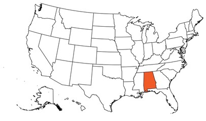 Fototapeta premium The outline of the US map with state borders. The US state of Alabama