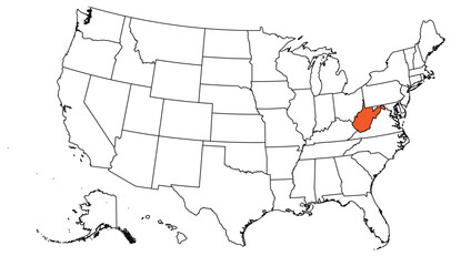 The outline of the US map with state borders. The US state of West Virginia.eps