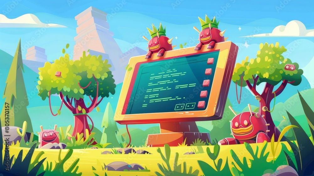 Poster an illustration of a functional test. methodology of programming, finding bugs in software, quality 