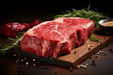 Tender Steak beef cut. Raw food table. Generate Ai