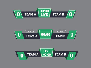 Sport Lower Thirds Template for Scoreboard Broadcast. Set lower thirds for banner Bars.