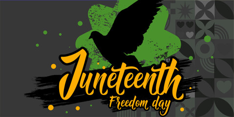 Juneteenth banner. Freedom day. Juneteenth Independence Day. dove - symbol of freedom dove - symbol of freedom - obrazy, fototapety, plakaty