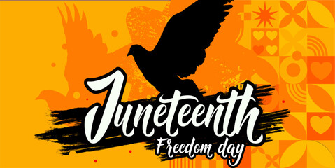 Juneteenth banner. Freedom day. Juneteenth Independence Day. dove - symbol of freedom dove - symbol of freedom - obrazy, fototapety, plakaty