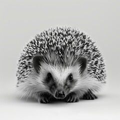 Obraz premium Black and white illustration with an animal - hedgehog. 8K resolution.