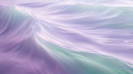A tranquil and soothing fusion of pastel violet and seafoam green waves, flowing together in a gentle and calming manner that suggests the quiet beauty of a coastal morning.